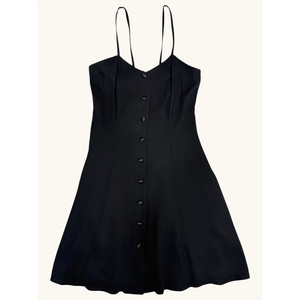 Maggie Lawrence Black Button Front Lace Up Mini Dress NWT Size 8 Vintage Style